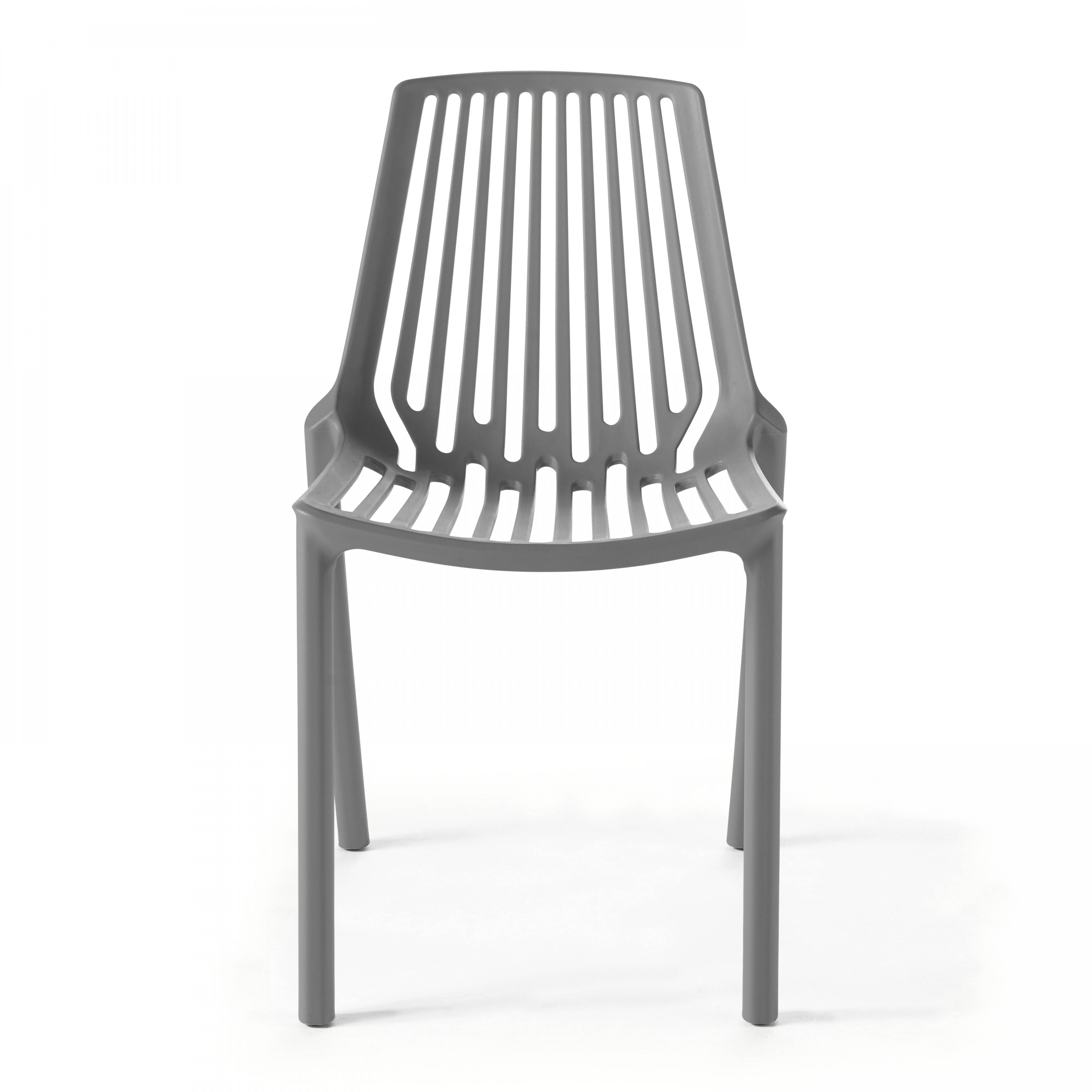 Oviala - Lot de 4 chaises en plastique gris Paris - Oviala - Image 5