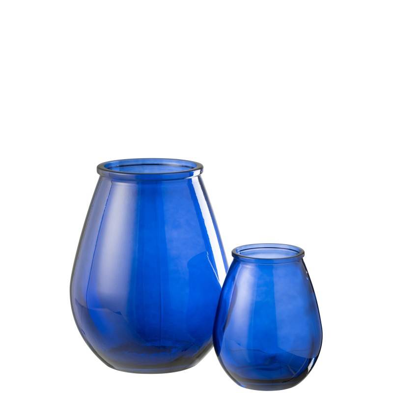 J-Line - Vase en verre bleu foncé 29x29x35.5 cm - J-Line - Image 2