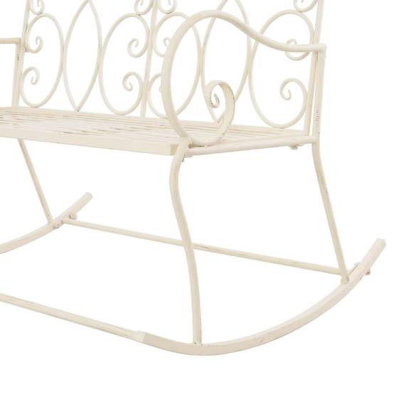 PANGIVO - Banc de jardin fer blanc antique 104 x 83 x 89 cm - PANGIVO - Image 5
