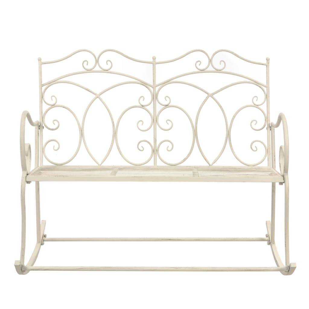 PANGIVO - Banc de jardin fer blanc antique 104 x 83 x 89 cm - PANGIVO - Image 2