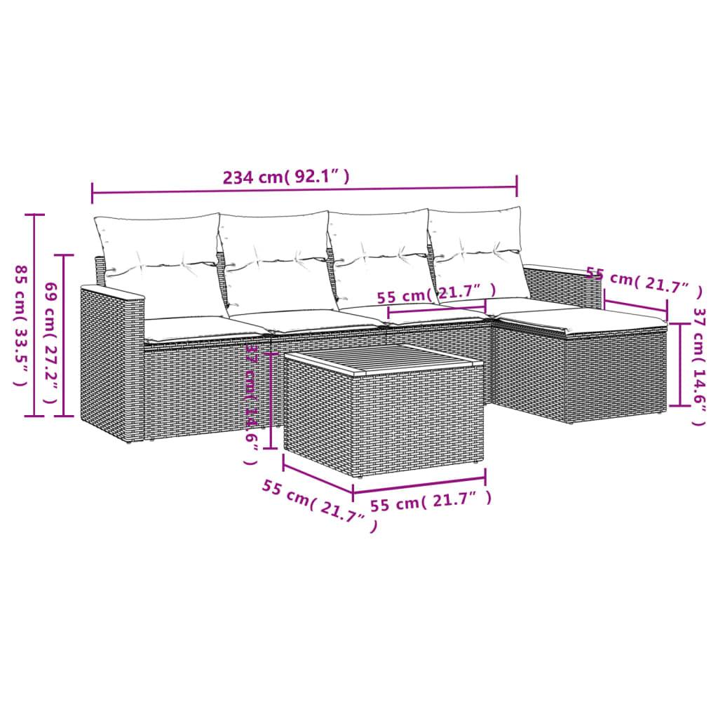 Salon de jardin 6 pcs résine tressée modulable avec table et pouf pour Noir – ComfortXL Outdoor Living - Image 8