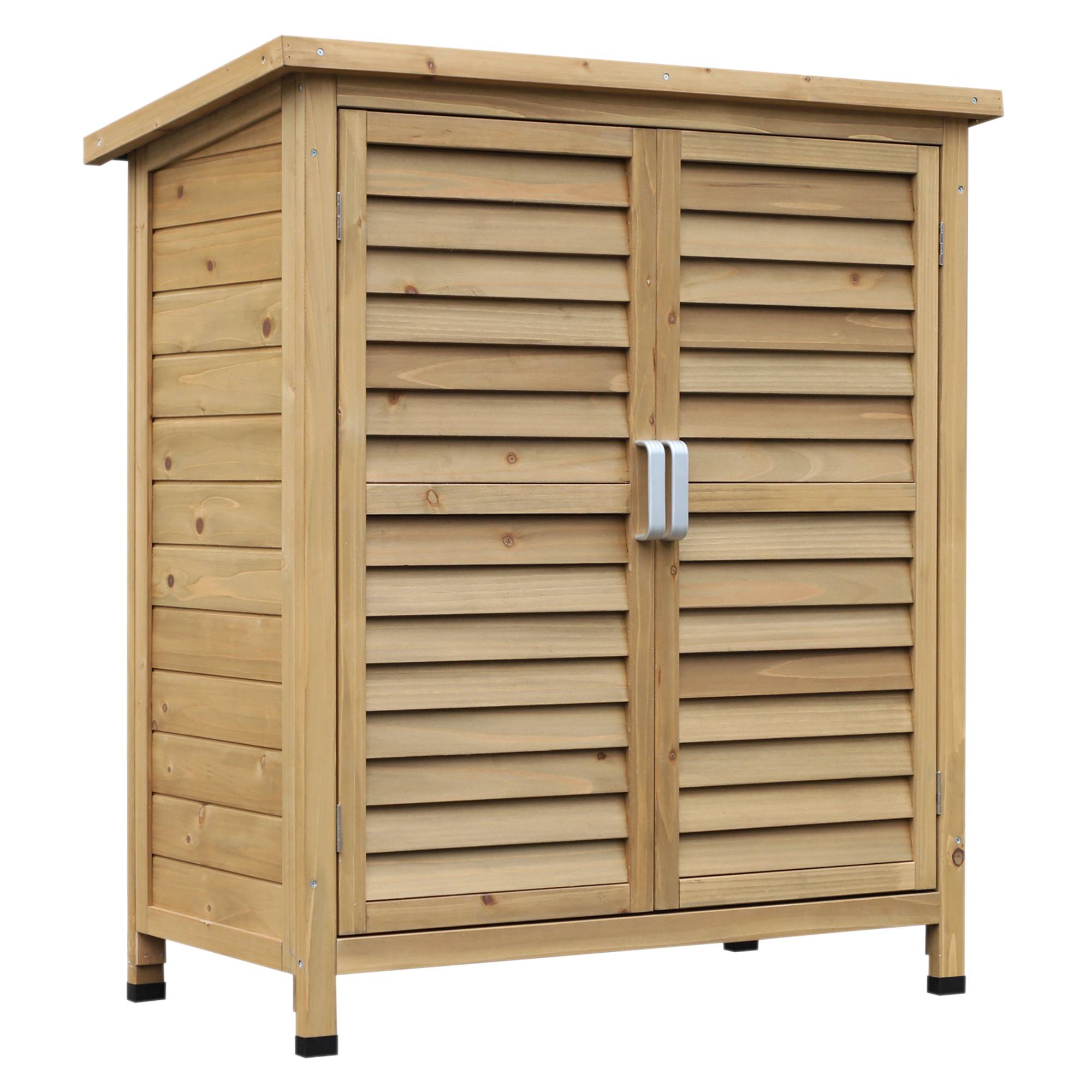 Outsunny - Armoire de jardin sur pied dim. 87x46x96cm portes persiennes toit bitumé bois sapin autoclave vert - Outsunny - Image 1