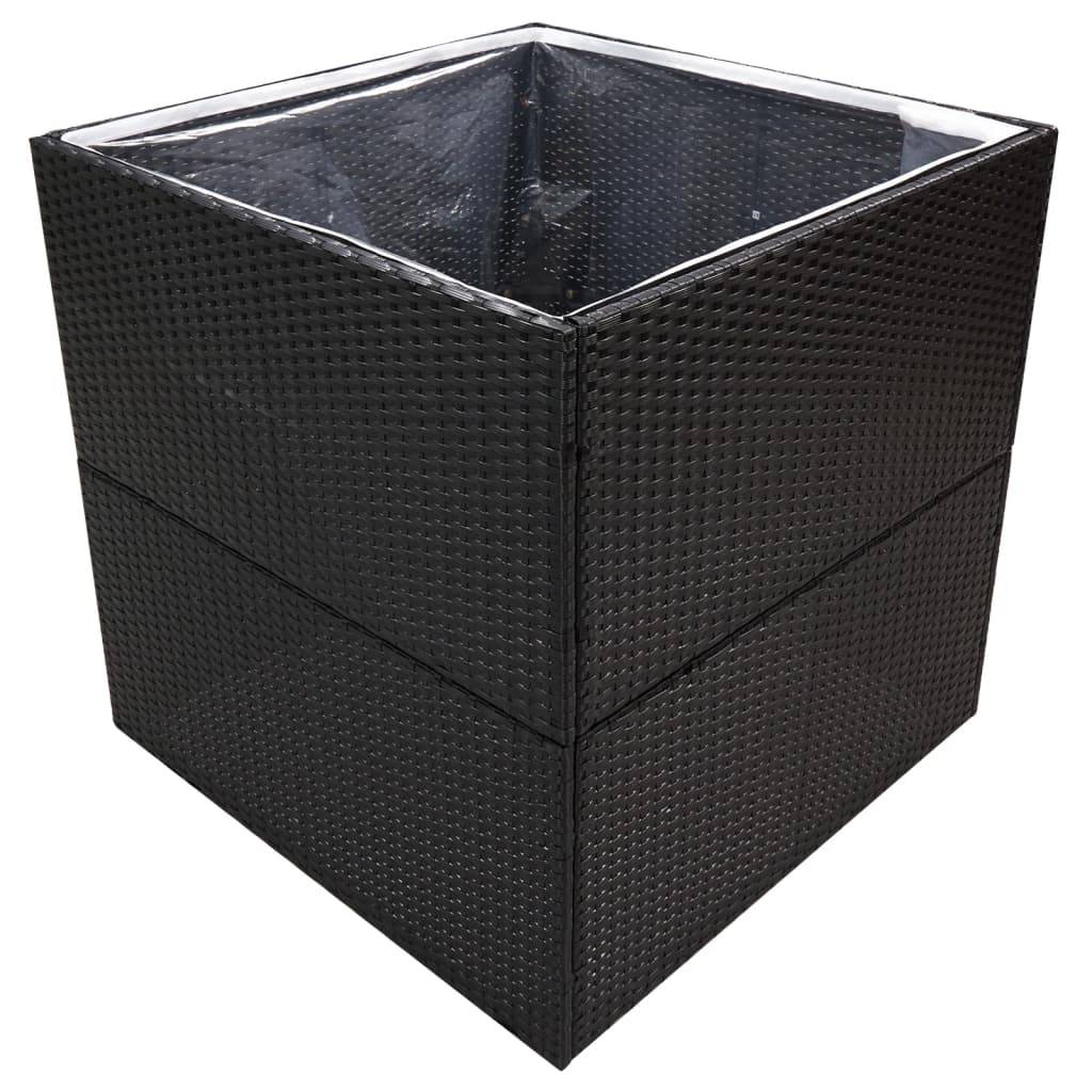 Jardinière - Bac à Fleurs - Pot De Fleurs Noir 80x80x80 cm Résine tressée - Image 3