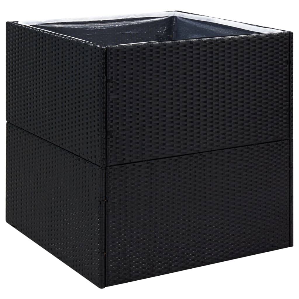 Jardinière - Bac à Fleurs - Pot De Fleurs Noir 80x80x80 cm Résine tressée - Image 1