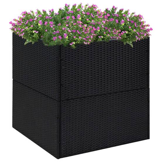 Jardinière - Bac à Fleurs - Pot De Fleurs Noir 80x80x80 cm Résine tressée - Image 2