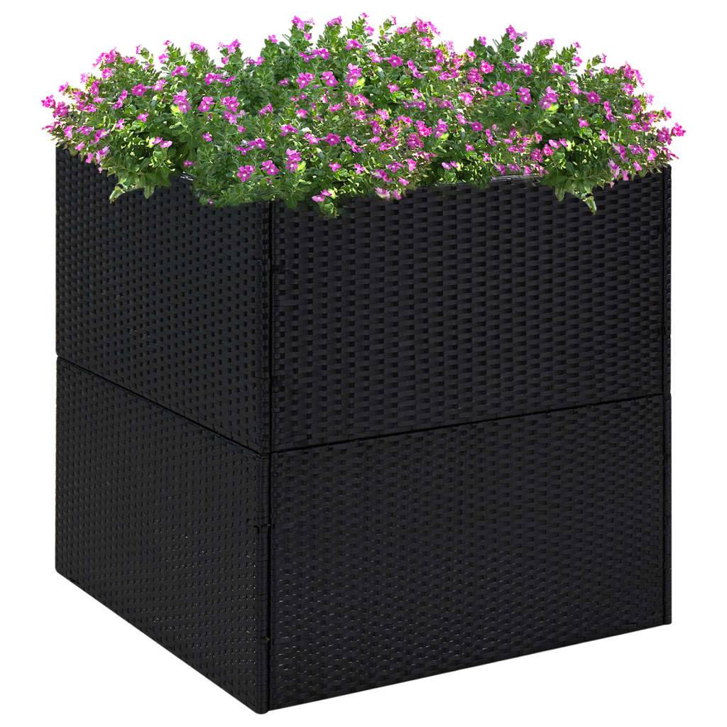 Jardinière - Bac à Fleurs - Pot De Fleurs Noir 80x80x80 cm Résine tressée - Image 2