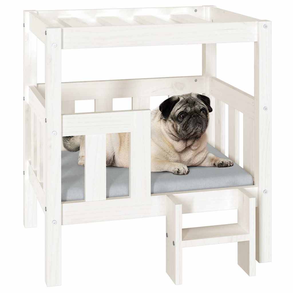 Vidaxl - Lit pour chien Blanc 65,5x50,5x70 cm Bois de pin solide vidaXL 822373 - Imagen 5