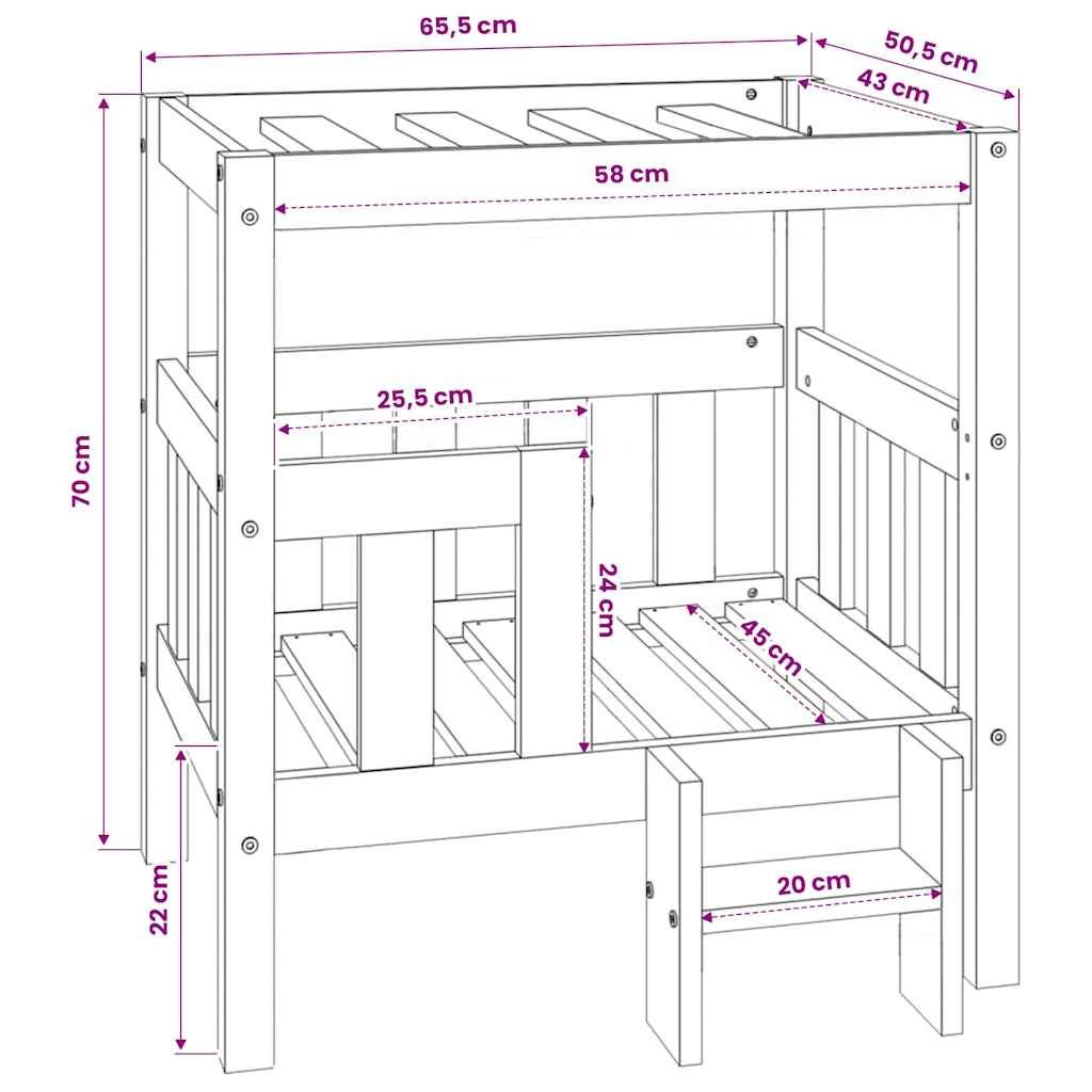 Vidaxl - Lit pour chien Blanc 65,5x50,5x70 cm Bois de pin solide vidaXL 822373 - Imagen 3
