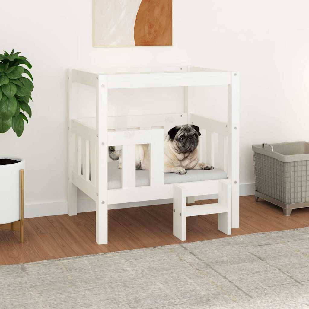 Vidaxl - Lit pour chien Blanc 65,5x50,5x70 cm Bois de pin solide vidaXL 822373 - Imagen 1