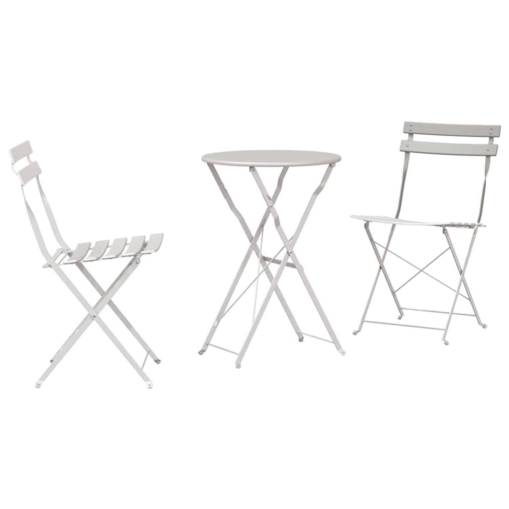 Vidaxl - Ensemble bistro pliant 3 pcs-Salons de jardin Beige Acier - Image 2