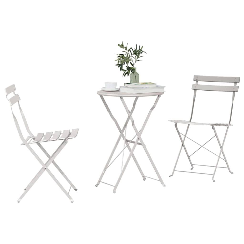 Vidaxl - Ensemble bistro pliant 3 pcs-Salons de jardin Beige Acier - Image 3