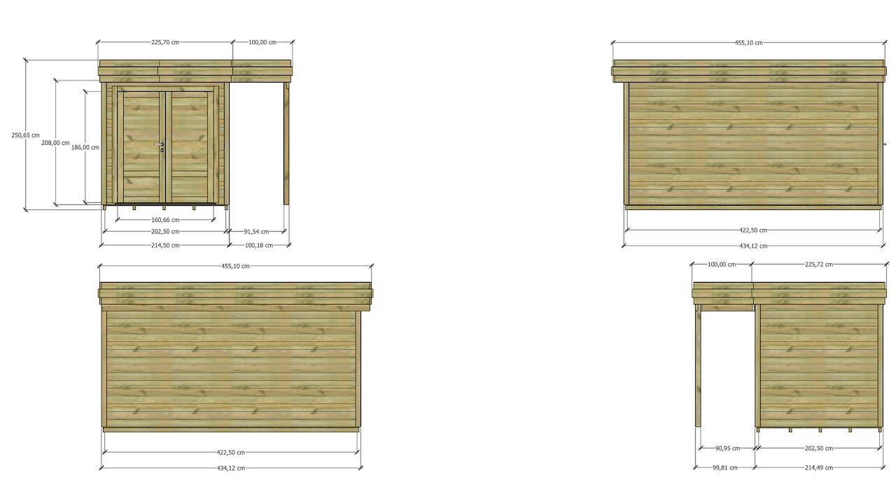 Abri Français - ABRI DE JARDIN bois Pin traité autoclave 27mm - 3,14x4,34m / 14m2 - Bac acier - Plancher bois - Image 4