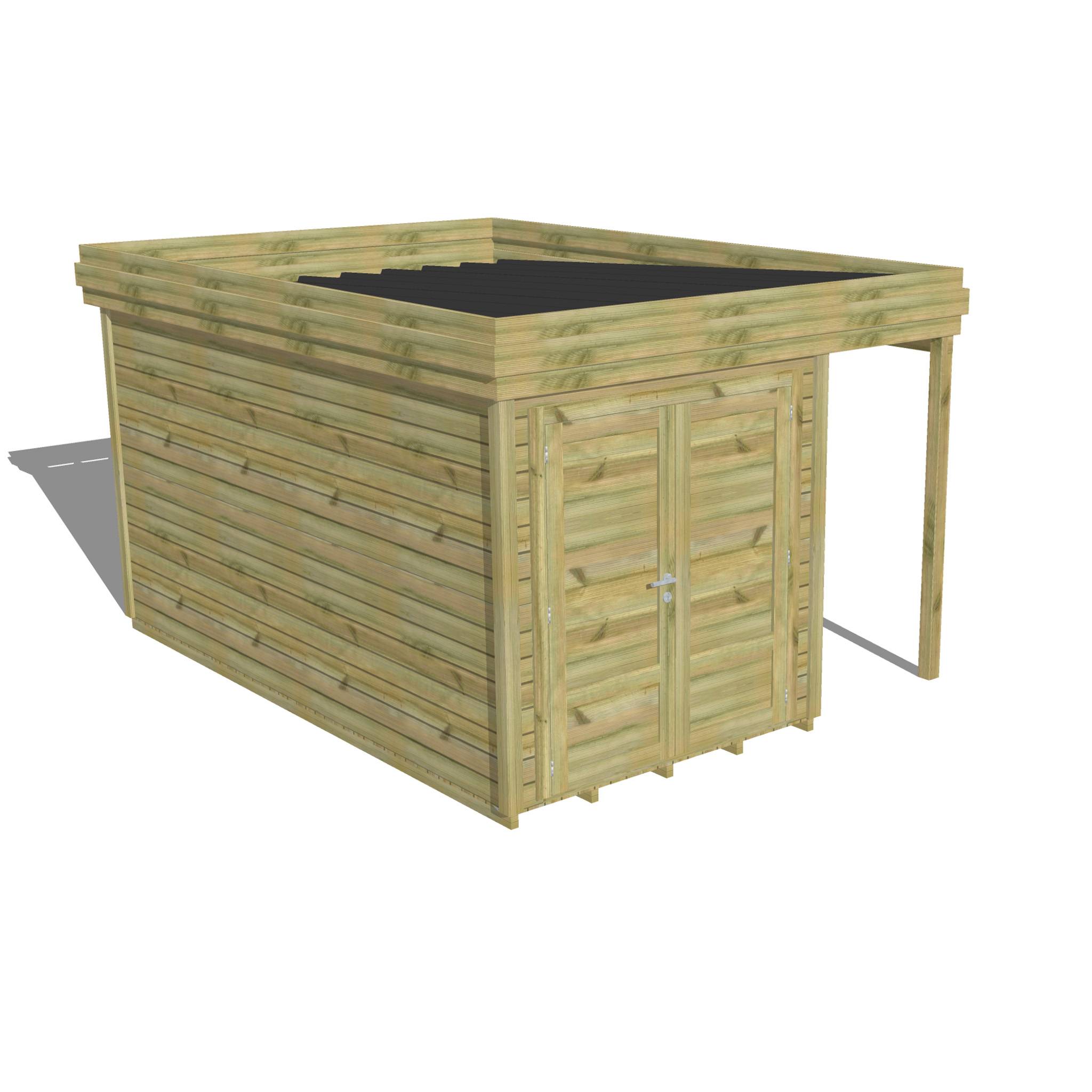 Abri Français - ABRI DE JARDIN bois Pin traité autoclave 27mm - 3,14x4,34m / 14m2 - Bac acier - Plancher bois - Image 1