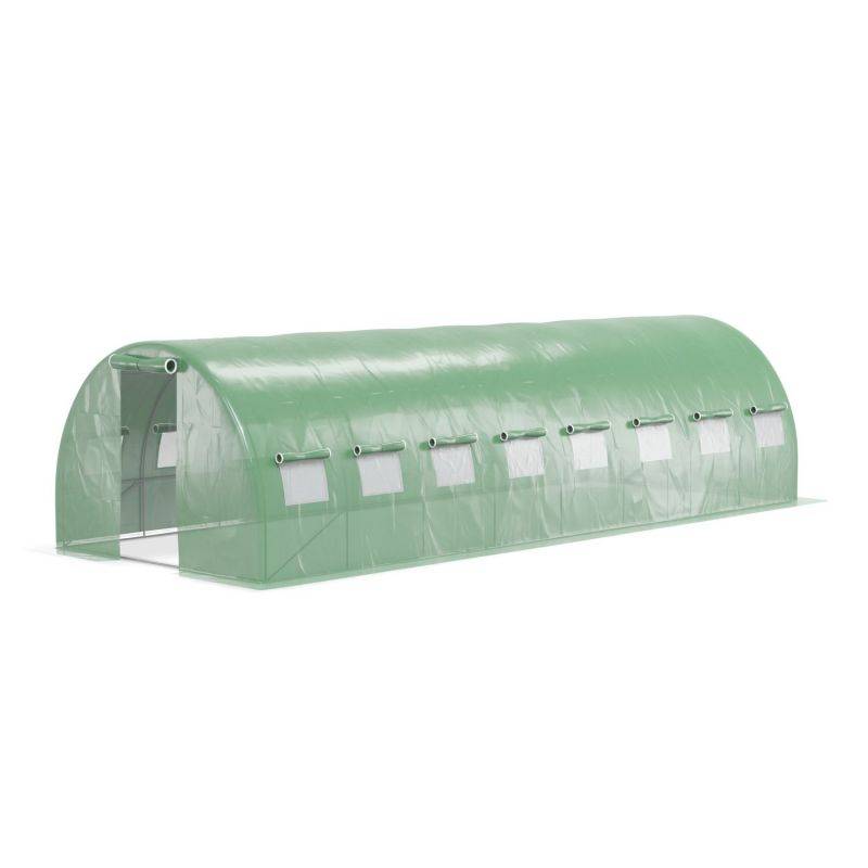 Serre de Jardin Tunnel 24m² - bâche armée - avec fenêtres latérales et porte zipée EUROSPEN - Image 5