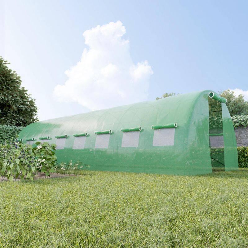 Serre de Jardin Tunnel 24m² - bâche armée - avec fenêtres latérales et porte zipée EUROSPEN - Image 6