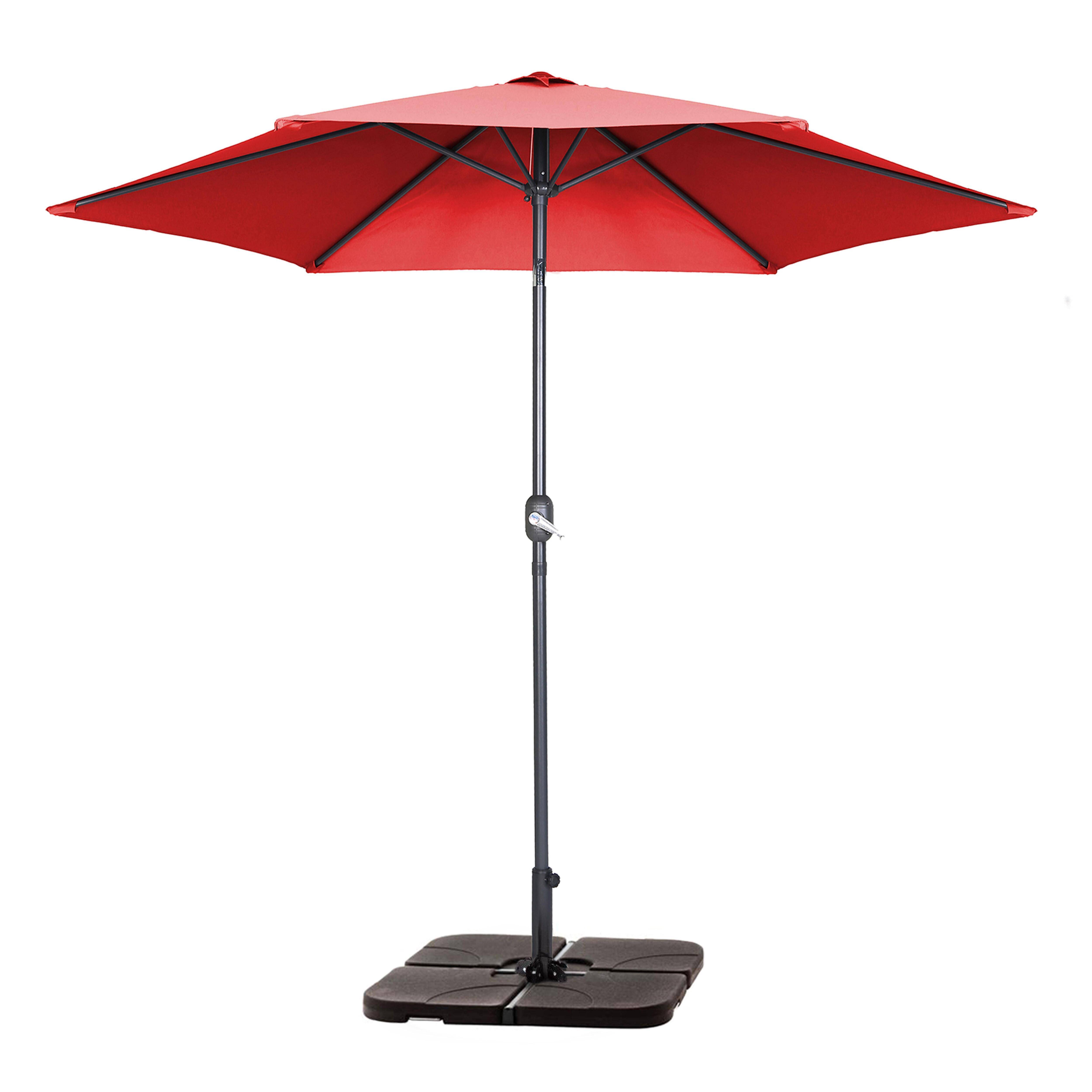 Oviala - Parasol droit inclinable 3m et 4 dalles à lester remplissables rouge Matera - Oviala - Imagen 1