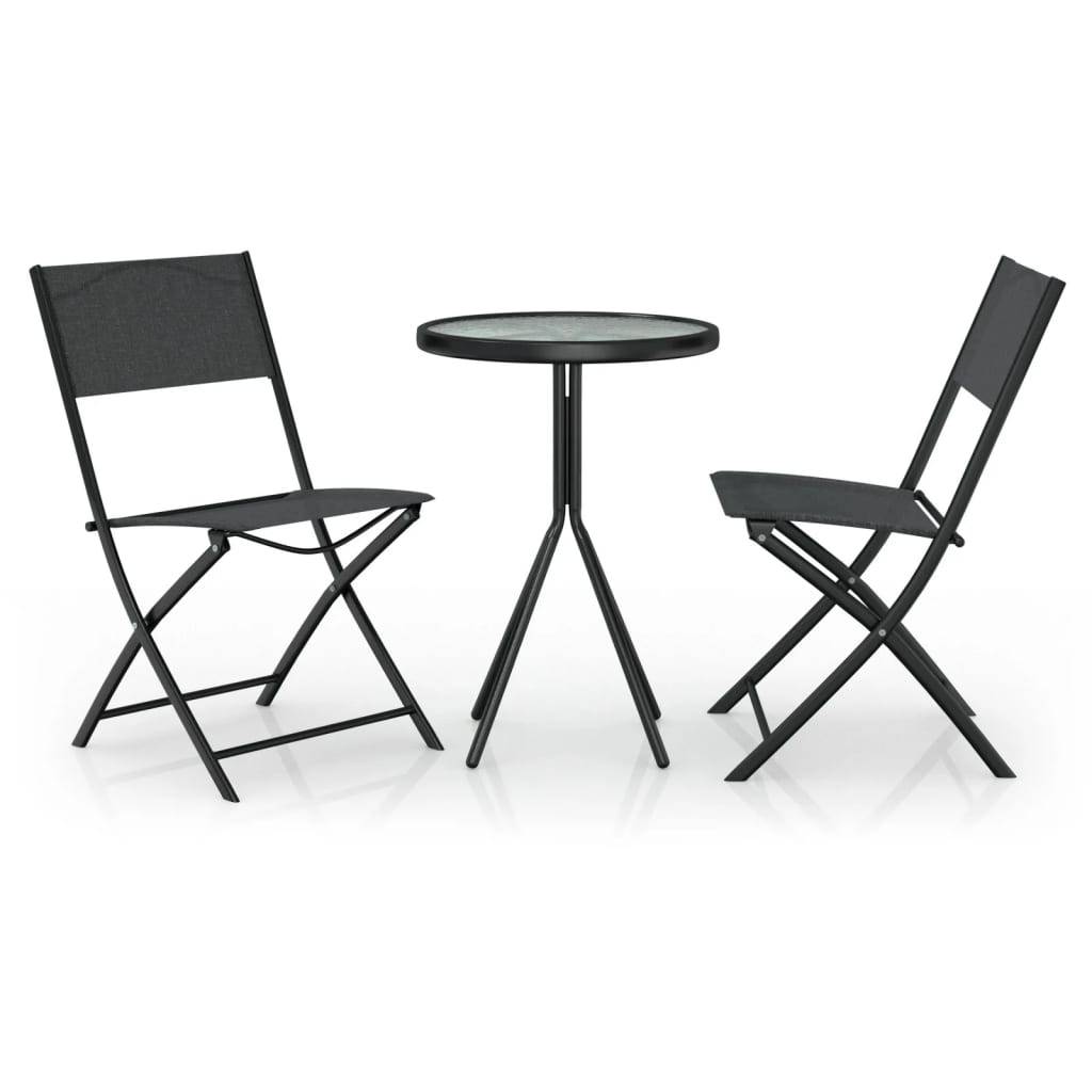 Helloshop26 - Ensemble de bistro jardin meuble extérieur terrasse 3 pièces acier noir - Imagen 1