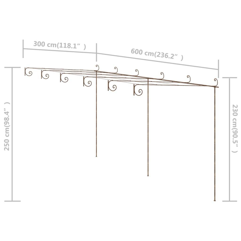 Grande Tonnelle Jardin Fer Forgé Pergola Spacieuse Vignes Patio 6x3m Marron - ComfortXL Outdoor Living - Image 7