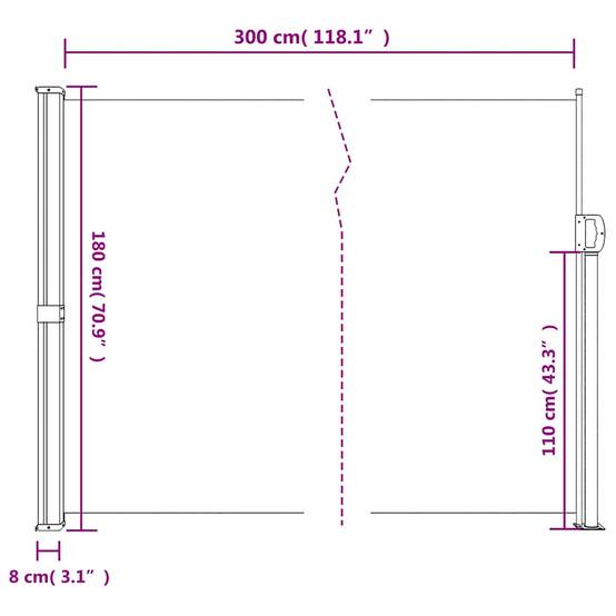Auvent latéral rétractable acier aluminium blanc 300 x 180 cm - PANGIVO - Image 10