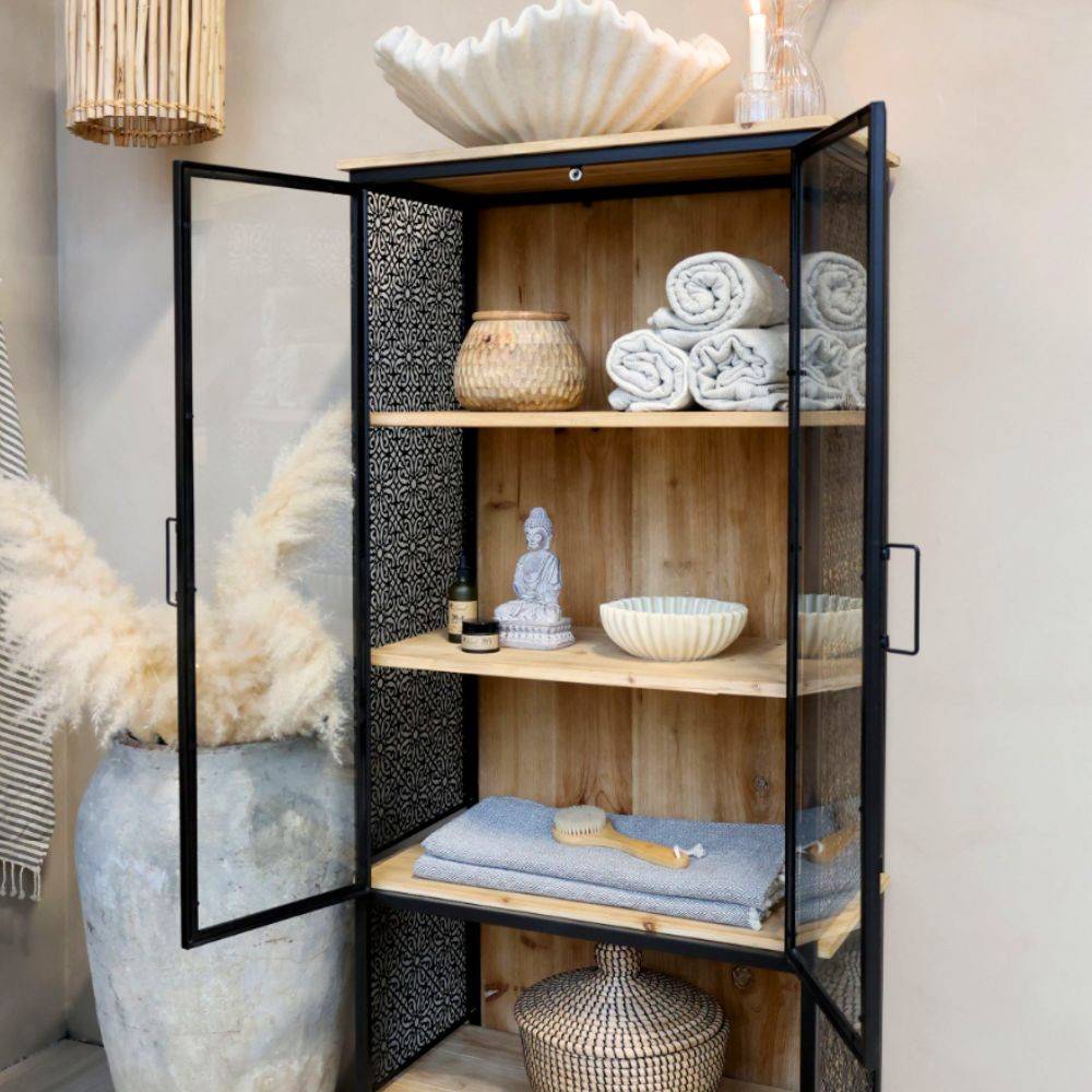 Chemin De Campagne - Armoire vitrine en bois et fer marron et noir 71 x 38.5 x 160 cm Chemin de campagne - Imagen 4