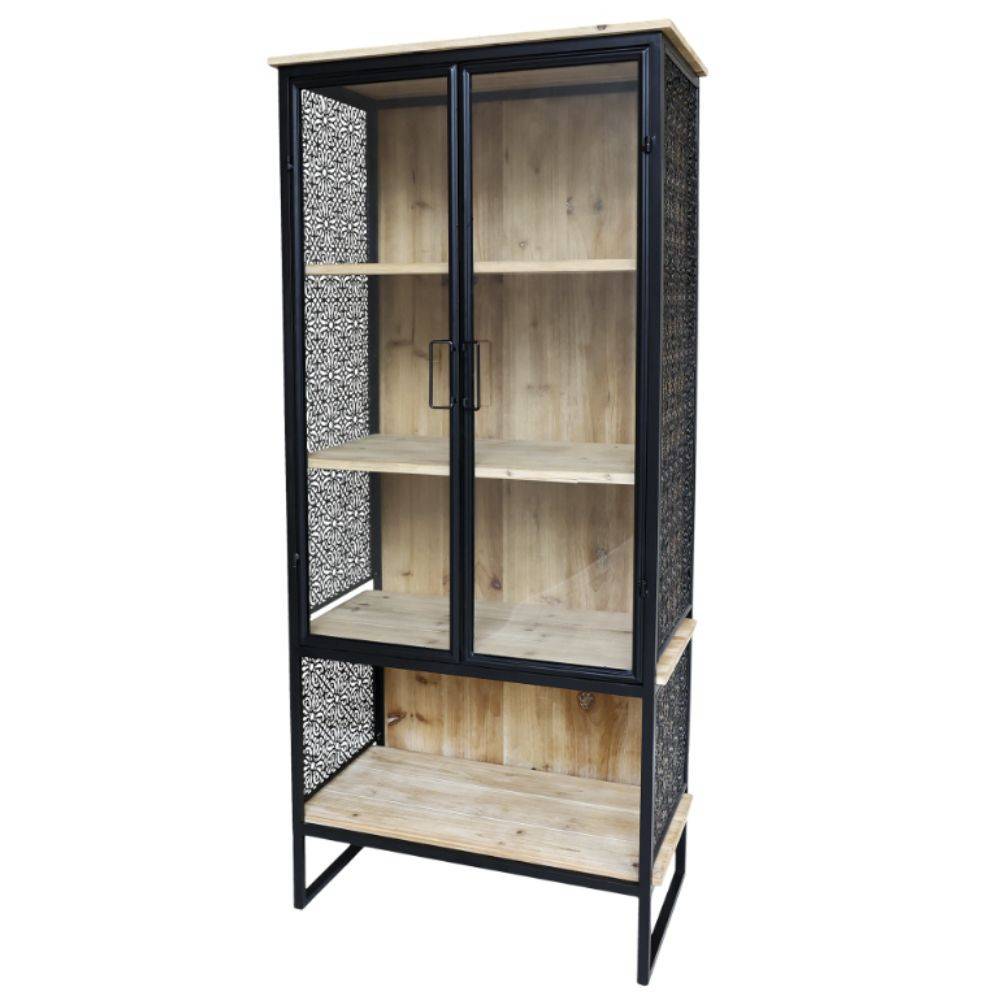 Chemin De Campagne - Armoire vitrine en bois et fer marron et noir 71 x 38.5 x 160 cm Chemin de campagne - Imagen 1