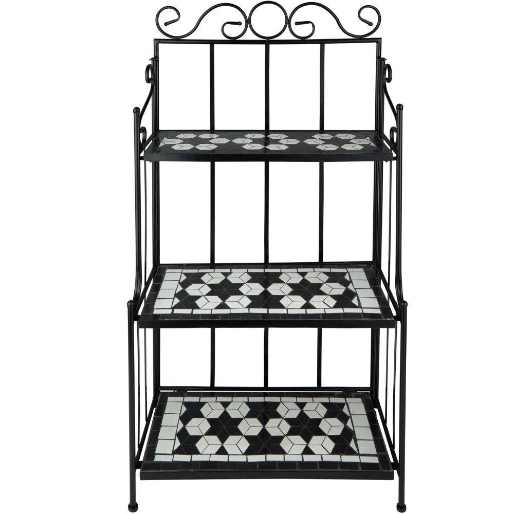 Helloshop26 - Étagère pour plantes mosaïque 3 niveaux 114 cm noir/blanc - Imagen 2