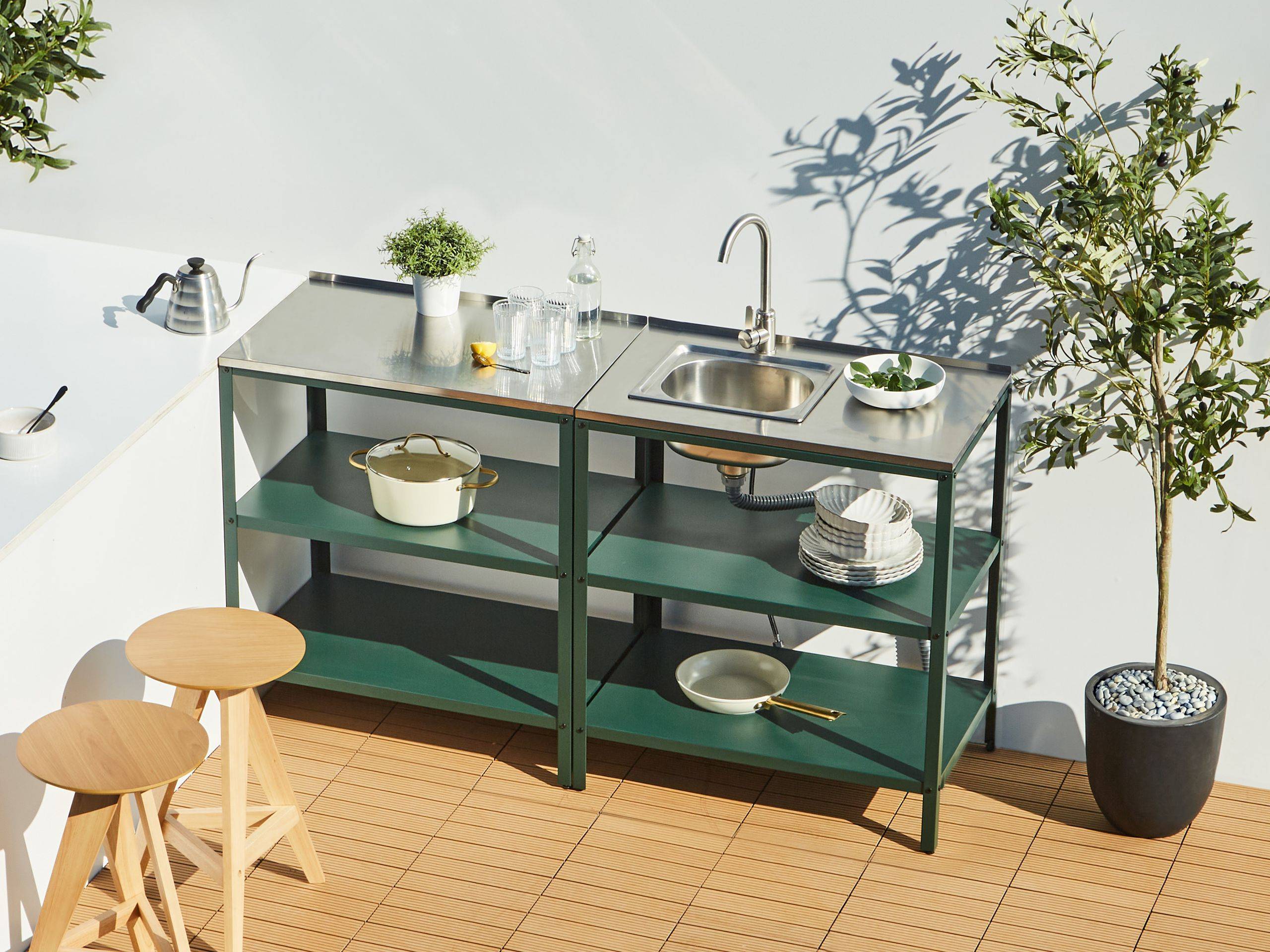 Beliani - Cuisine de jardin Acier Vert VILAMA - 80x50x90- Beliani - Image 1