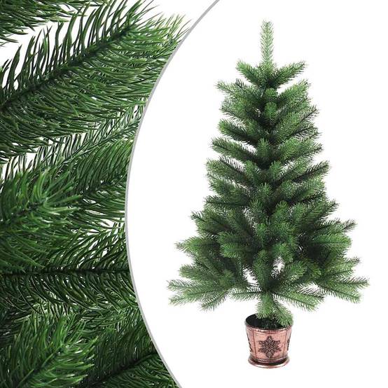Sapin de Noël | Arbre de Noël artificiel aiguilles réalistes 90 cm vert Maison Chic - Image 1