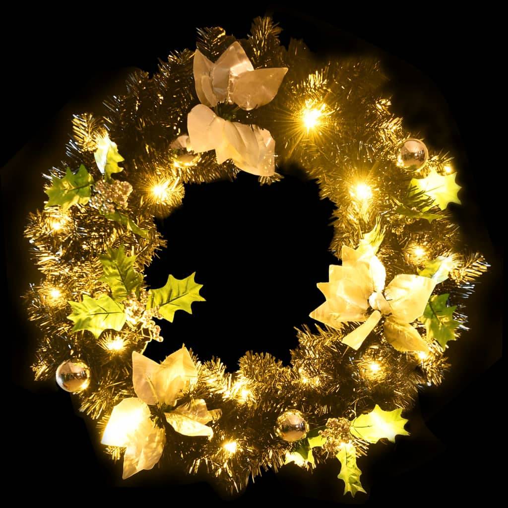 Couronne de Noël - Guirlande de Noël - Décorations De Noël avec lumières LED Noir 60 cm PVC - Image 4