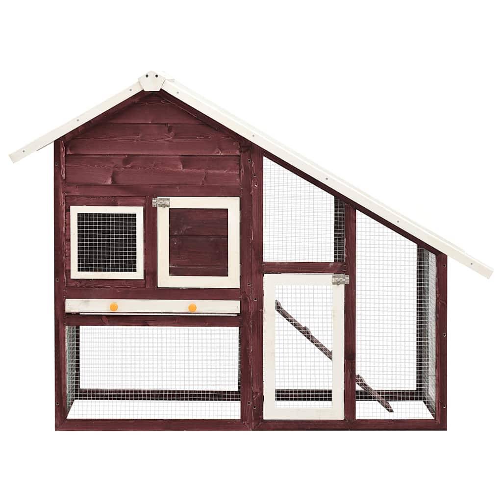 Vidaxl - Clapier Moka et blanc 140x63x120 cm Bois de sapin massif vidaXL 170870 - Imagen 2