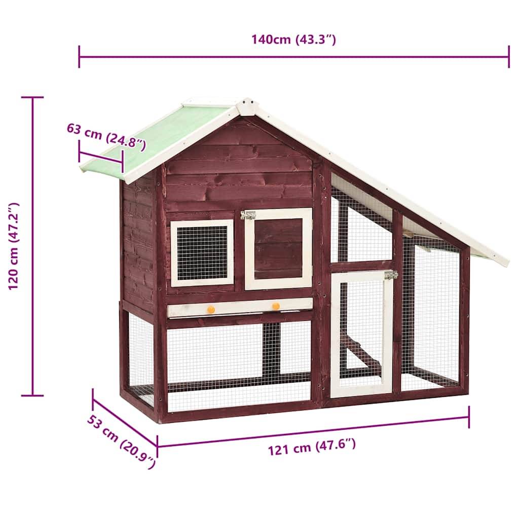 Vidaxl - Clapier Moka et blanc 140x63x120 cm Bois de sapin massif vidaXL 170870 - Imagen 3