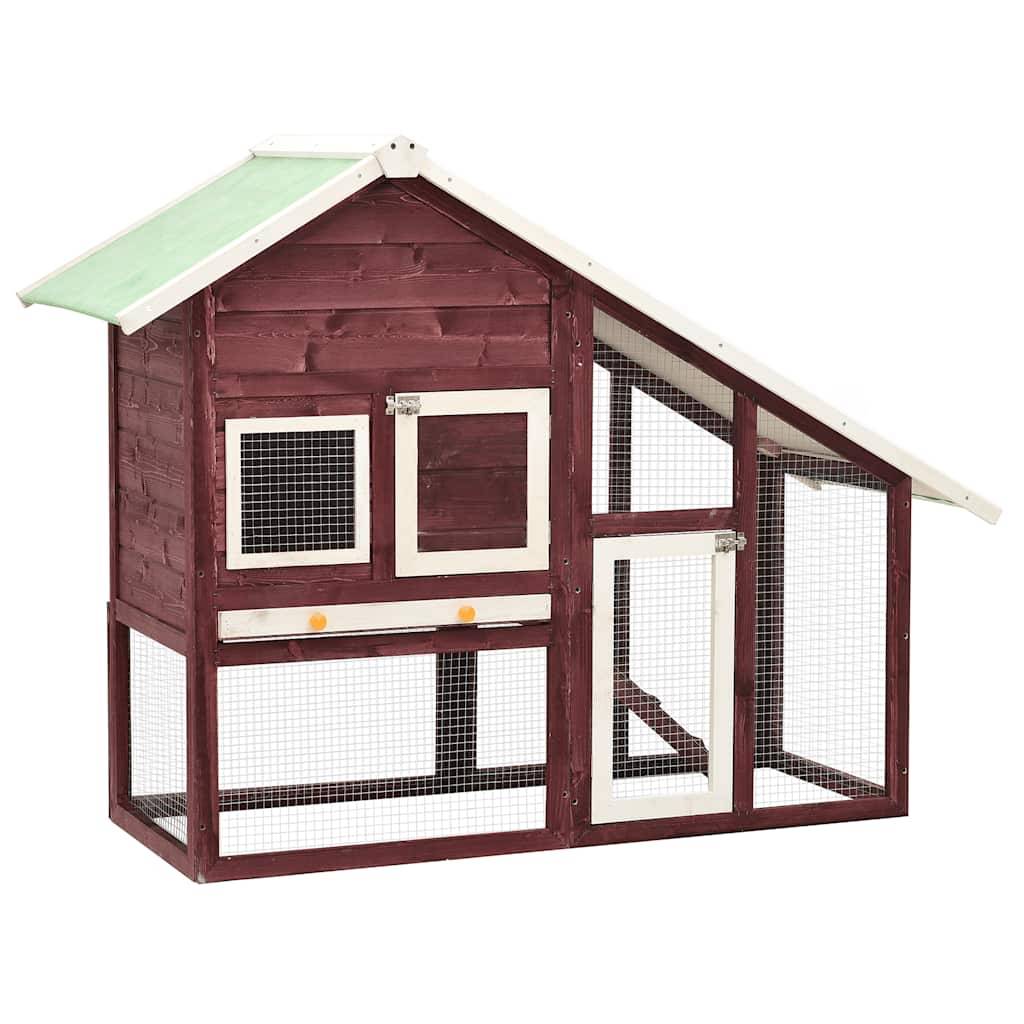 Vidaxl - Clapier Moka et blanc 140x63x120 cm Bois de sapin massif vidaXL 170870 - Imagen 1