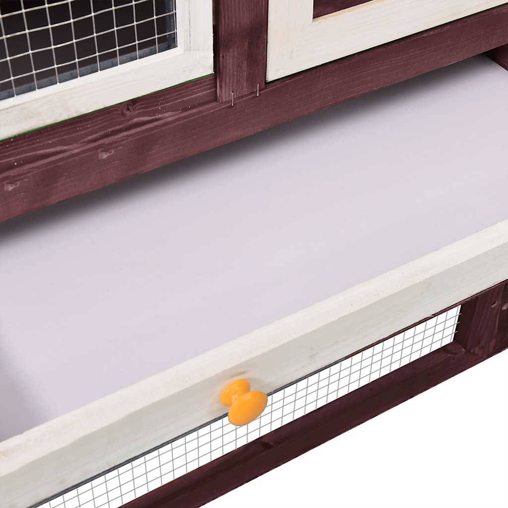 Vidaxl - Clapier Moka et blanc 140x63x120 cm Bois de sapin massif vidaXL 170870 - Imagen 7