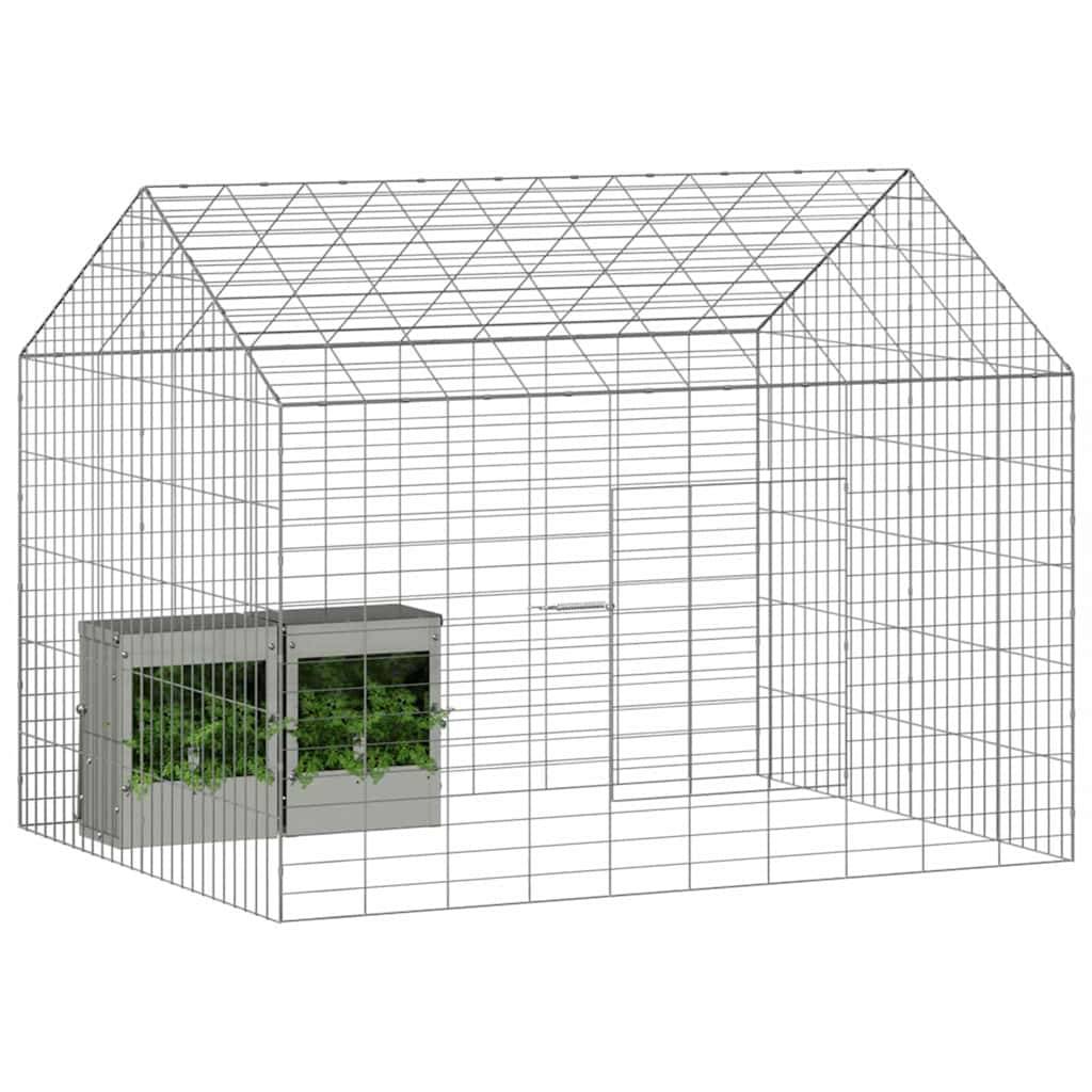 Enclos Extérieur Lapin Acier Solide 100x78x78cm Argent - ComfortXL Outdoor Living - Image 3