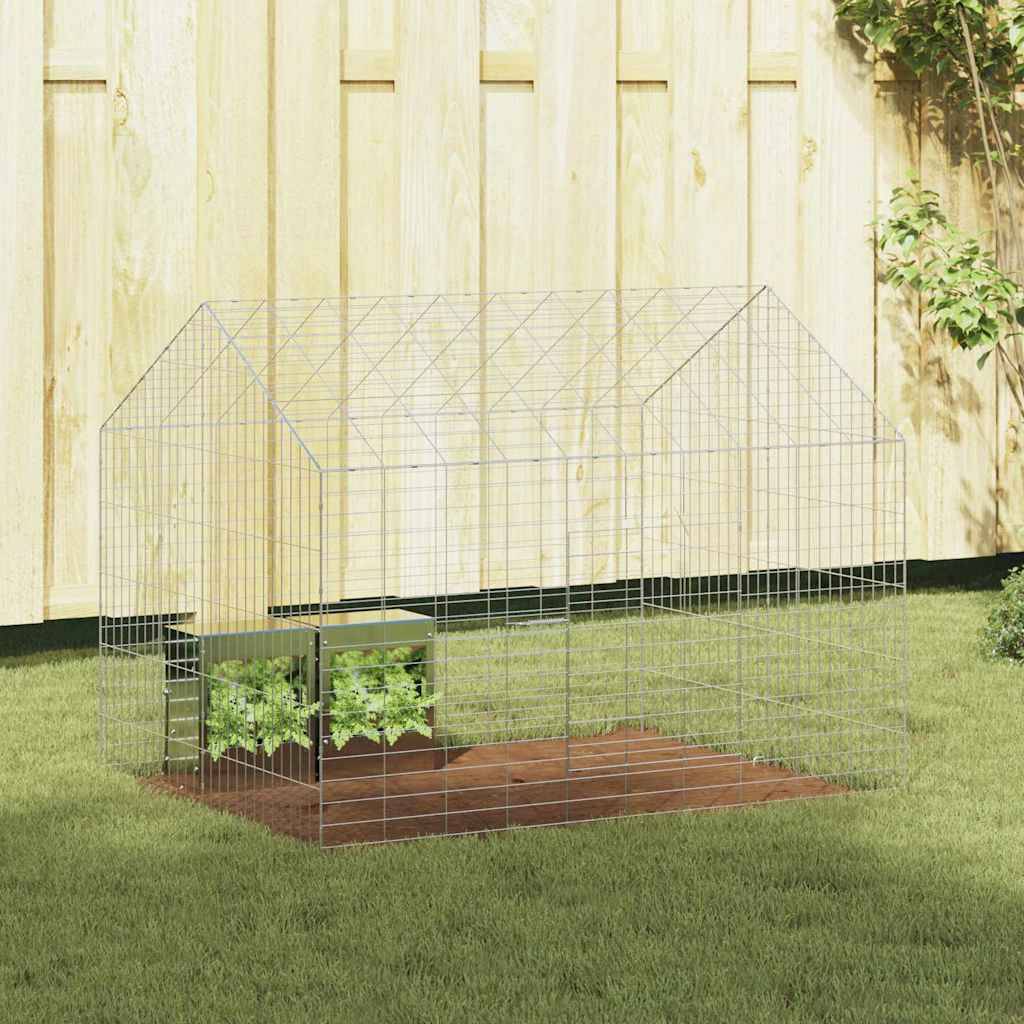 Enclos Extérieur Lapin Acier Solide 100x78x78cm Argent - ComfortXL Outdoor Living - Image 1