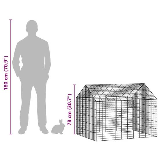 Enclos Extérieur Lapin Acier Solide 100x78x78cm Argent - ComfortXL Outdoor Living - Image 8