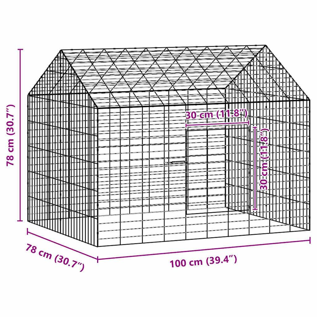 Enclos Extérieur Lapin Acier Solide 100x78x78cm Argent - ComfortXL Outdoor Living - Image 7