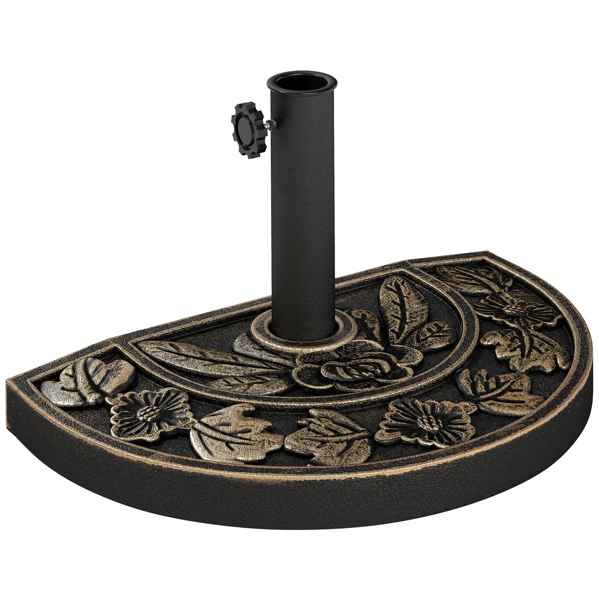 Support parasol 9 kg semi-circulaire, mat Ø3,8 cm et Ø4,8 cm, 50x31x32 cm, bronze