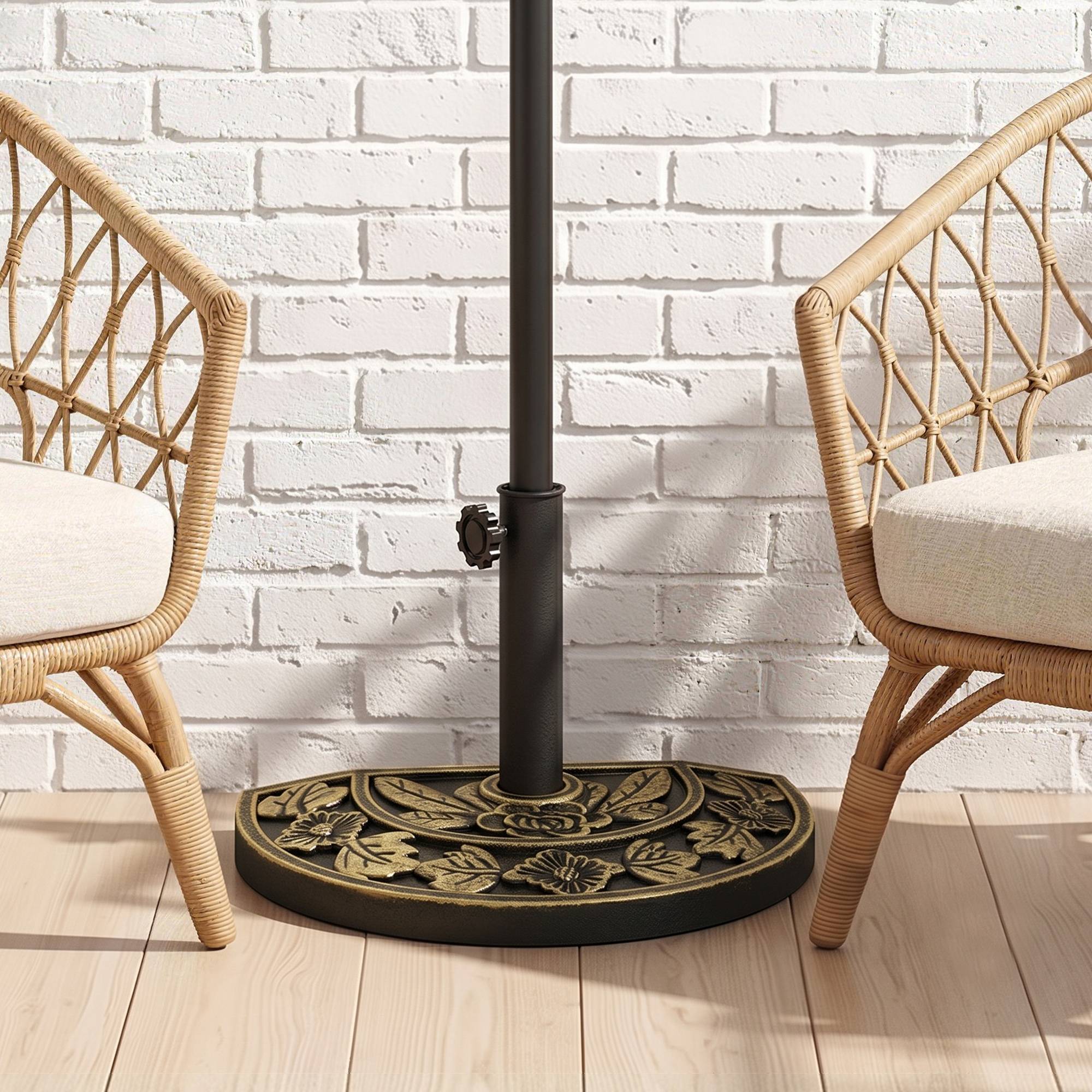 Support parasol 9 kg semi-circulaire, mat Ø3,8 cm et Ø4,8 cm, 50x31x32 cm, bronze - Image 4