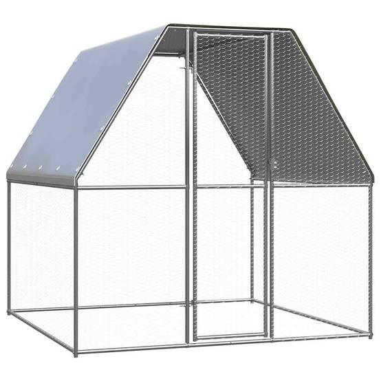 Poulailler enclos 2x2x2m acier galvanisé petits animaux jardin Argenté – ComfortXL Outdoor Living - Image 2