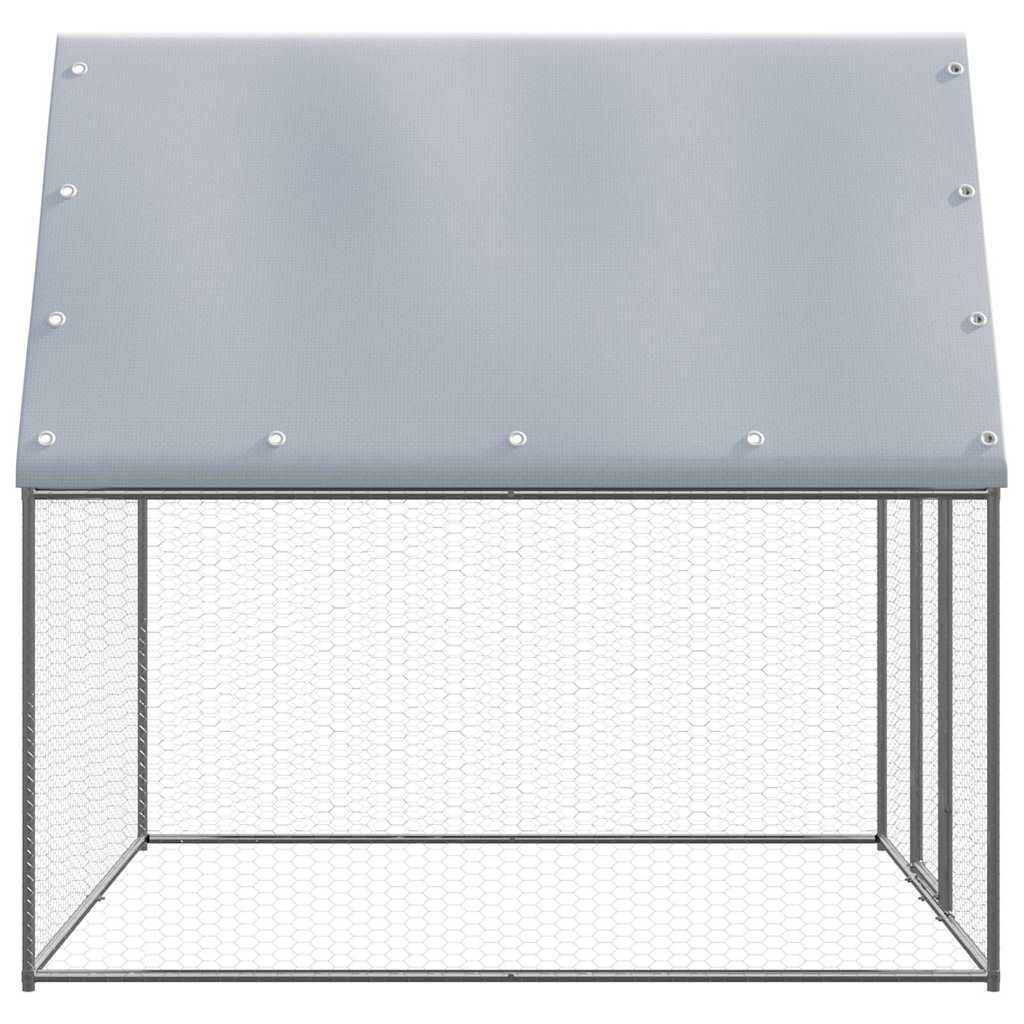Poulailler enclos 2x2x2m acier galvanisé petits animaux jardin Argenté – ComfortXL Outdoor Living - Image 4