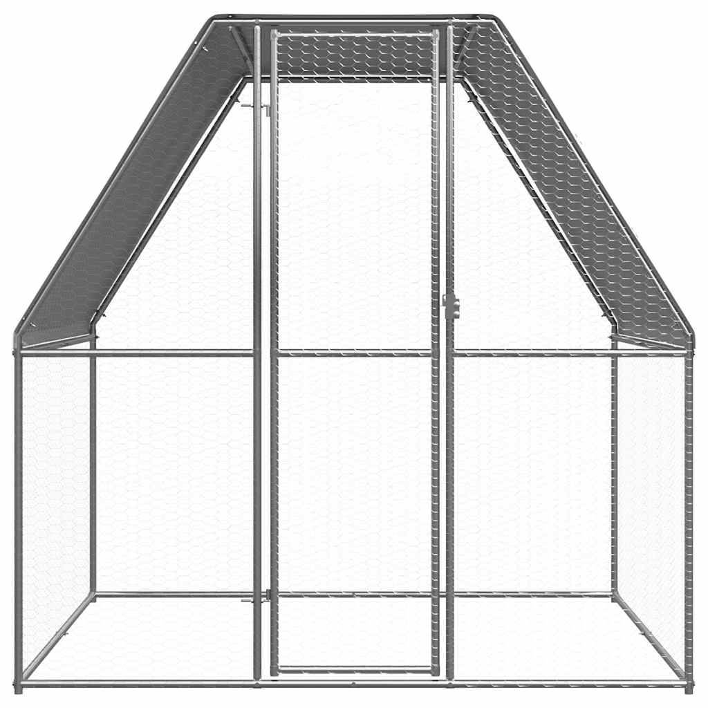 Poulailler enclos 2x2x2m acier galvanisé petits animaux jardin Argenté – ComfortXL Outdoor Living - Image 3