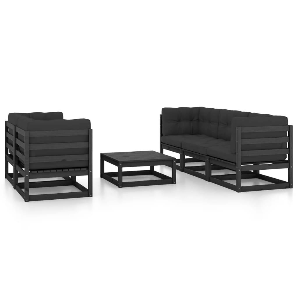 Helloshop26 - Salon de jardin meuble d'extérieur ensemble de mobilier 6 pièces avec coussins bois de pin massif - Imagen 1