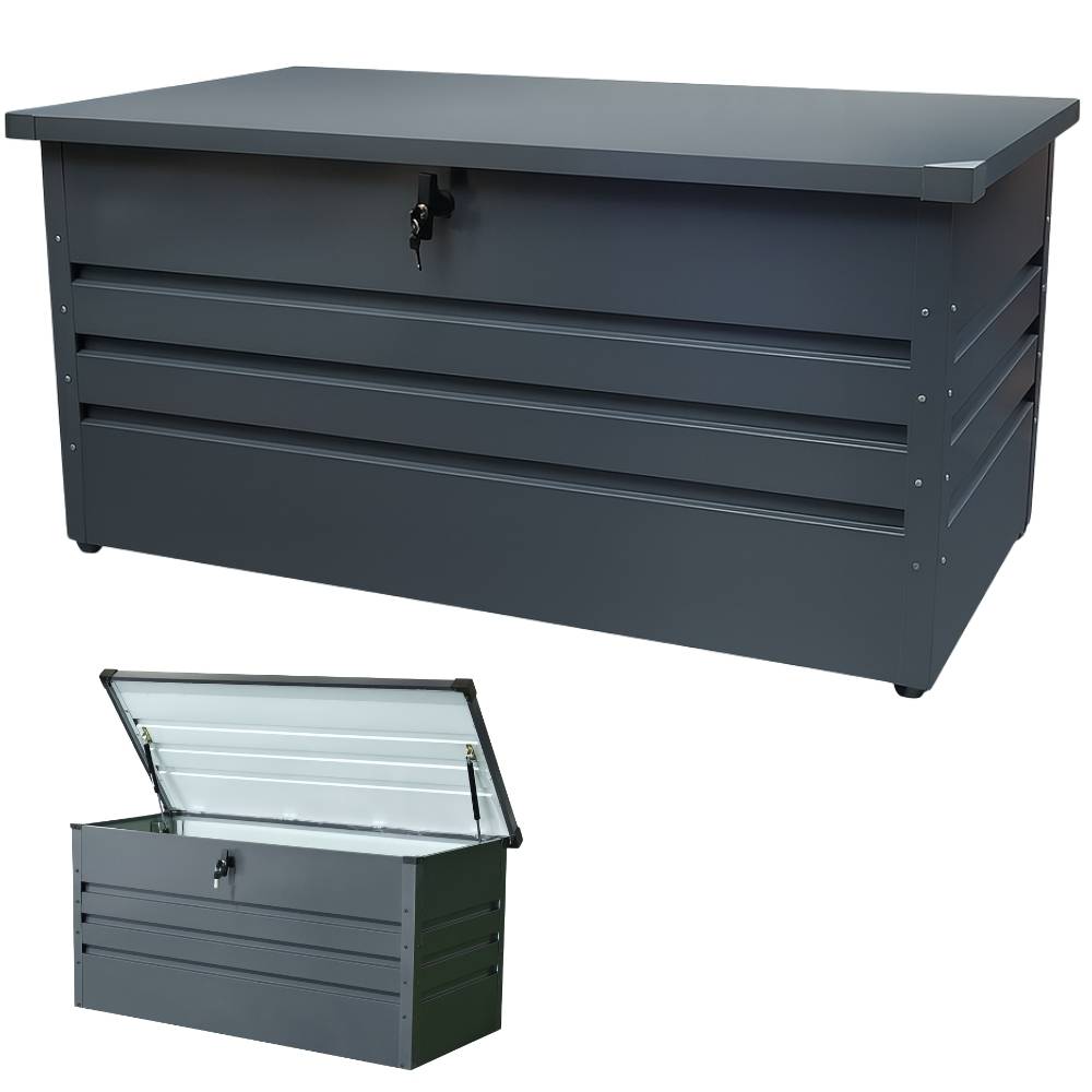 Terre Jardin - Coffre de rangement extérieur pour jardin  - 600 L - Anthracite, acier galvanisé - 165 x 70 x 62 - Gris - TERRE JARDIN - Imagen 1