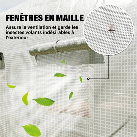 Serre tunnel jardin 12m² PE acier culture porte 8 fenêtres 395x300x200cm blanc - ComfortXL Outdoor Living - Image 7