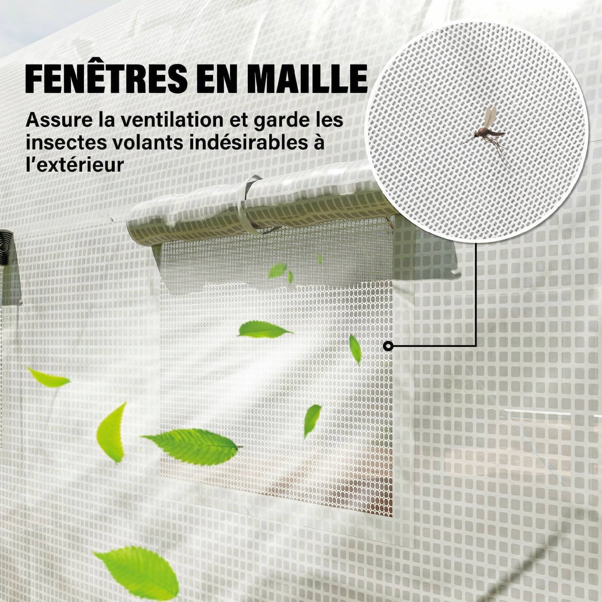 Serre tunnel jardin 12m² PE acier culture porte 8 fenêtres 395x300x200cm blanc - ComfortXL Outdoor Living - Image 7