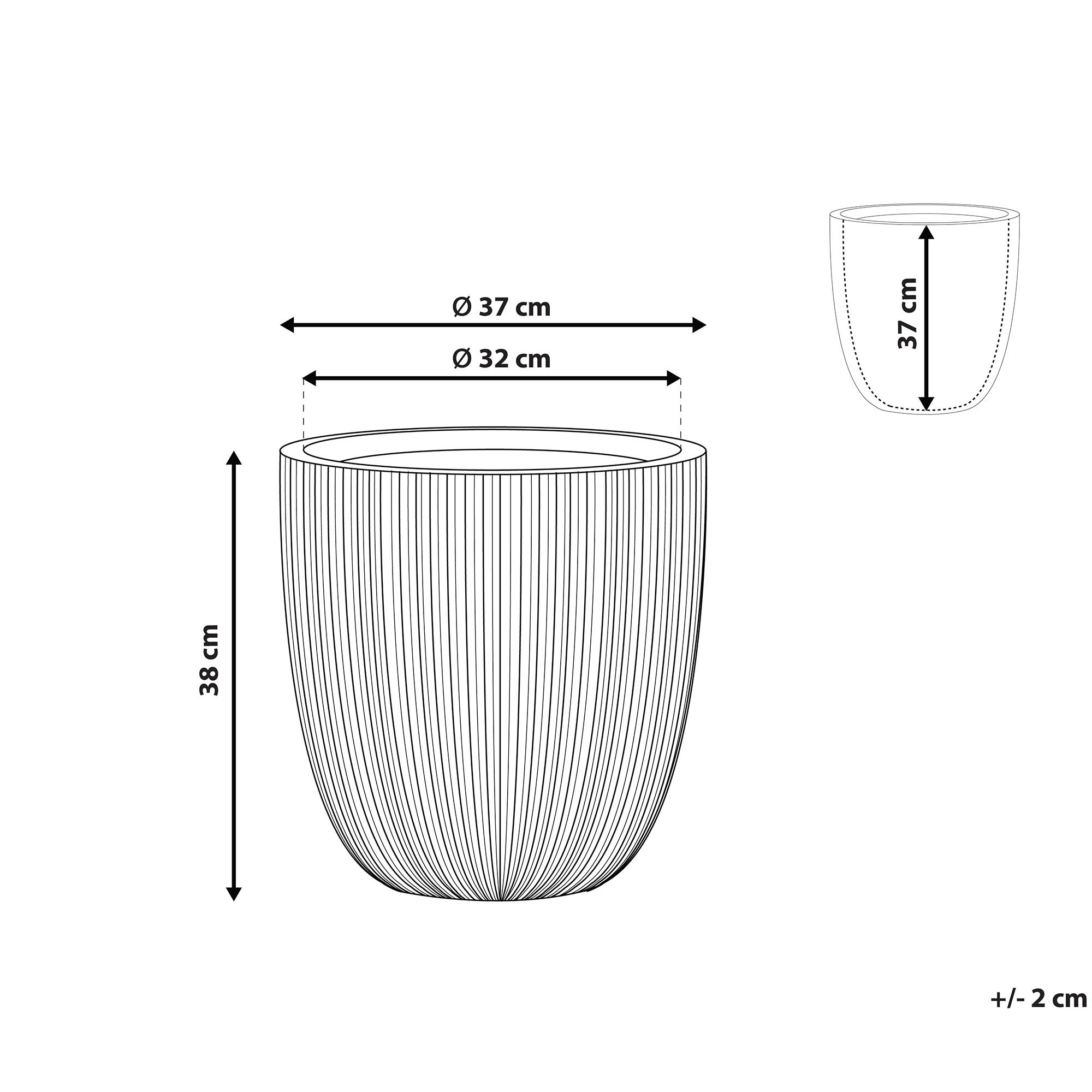 Beliani - Cache-pot Pot à Plantes Rond 37 cm Gris Résistant aux Intempéries Parfait pour Intérieur et Extérieur au Style Moderne et Scandinave Beliani - Imagen 2