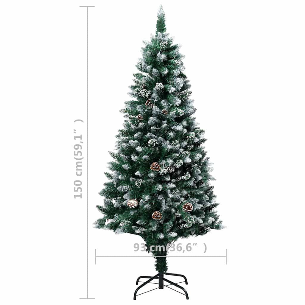 ComfortXL - Sapin de Noël Artificiel Enneigé avec LED et Pommes de Pin Vert 150 cm – ComfortXL Outdoor Living - Image 10
