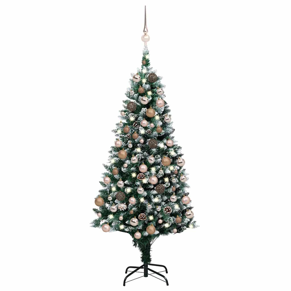 ComfortXL - Sapin de Noël Artificiel Enneigé avec LED et Pommes de Pin Vert 150 cm – ComfortXL Outdoor Living - Image 1