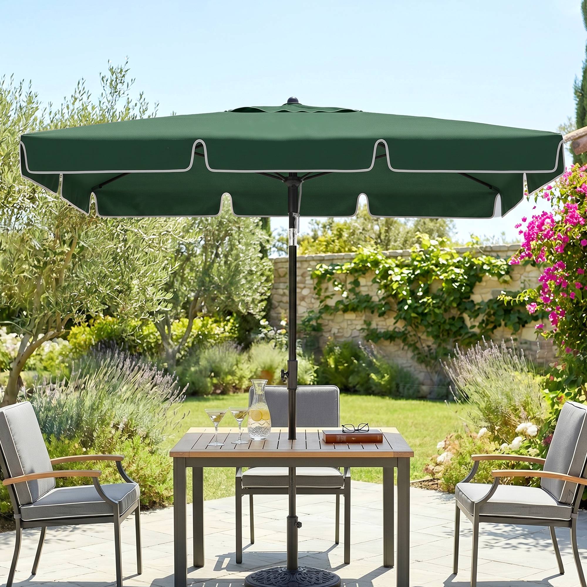 Parasol de terrasse rectangulaire en aluminium 2 x 1,3 x 2,5 m, inclinable, vert - Image 4
